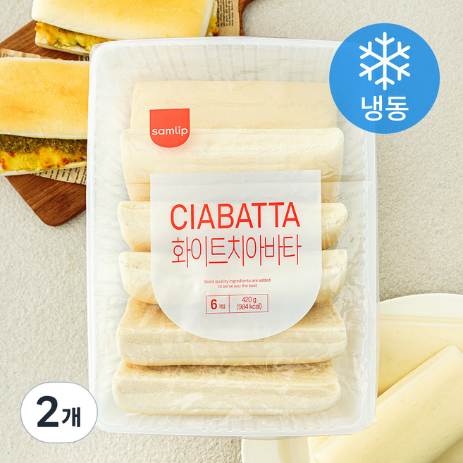 삼립 화이트 치아바타 6개입 (냉동), 420g, 2개