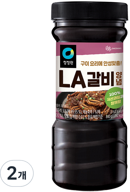 청정원 LA갈비양념, 840g, 2개