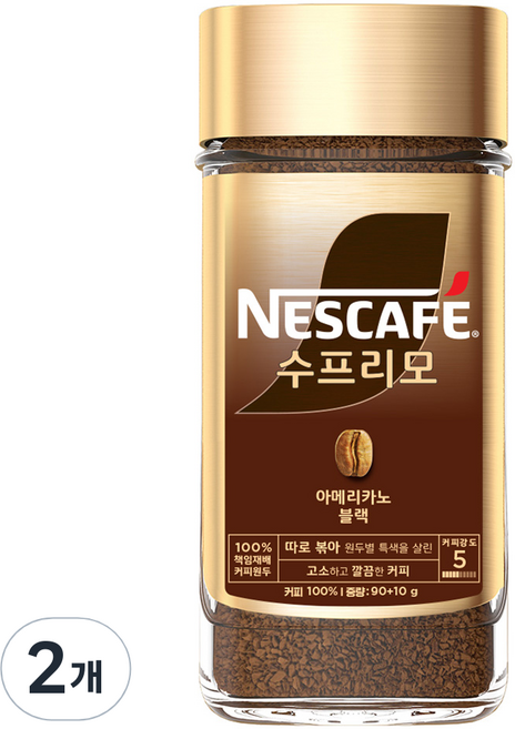 네스카페수프리모 네스카페 아메리카노 블랙 jar, 100g, 2개, 1개입