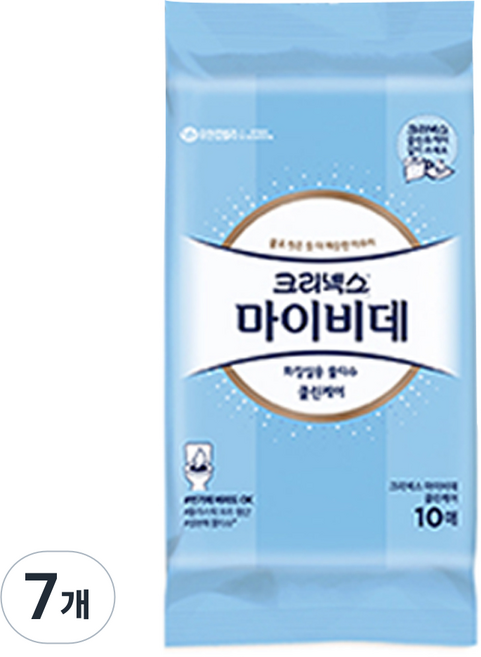 마이비데 클린케어 화장실용 비데물티슈 휴대형, 120g, 10개입, 7개
