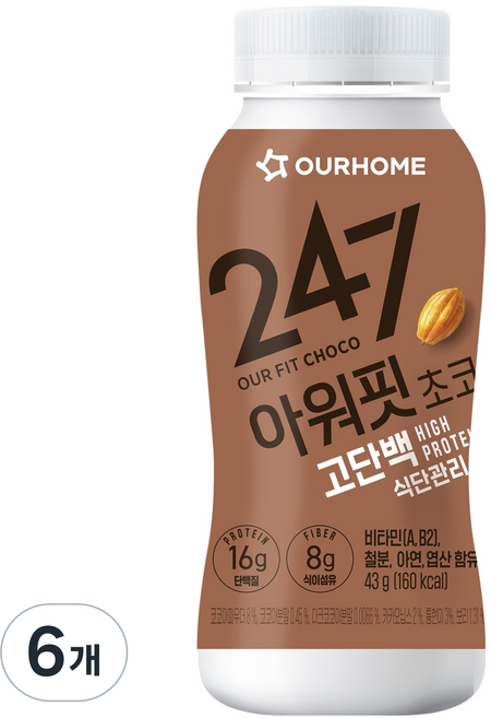 247아워핏 초코, 6개, 43g