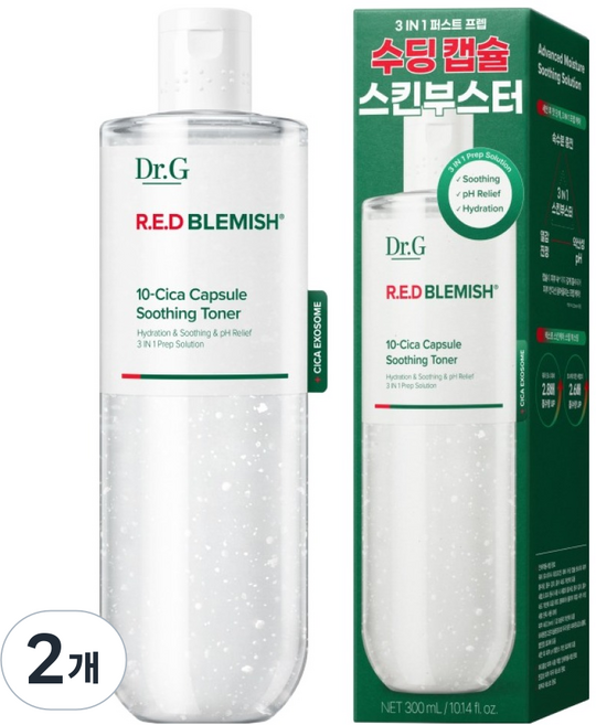 닥터지 레드 블레미쉬 10-시카 캡슐 수딩 토너, 2개, 300ml