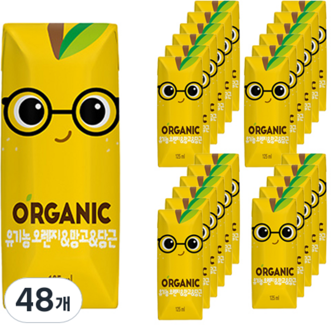 롯데칠성음료 오가닉 오렌지 망고 당근 주스, 125ml, 48개