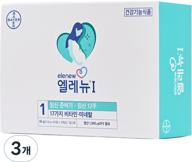 엘레뉴 1단계 멀티비타민, 120정, 3개