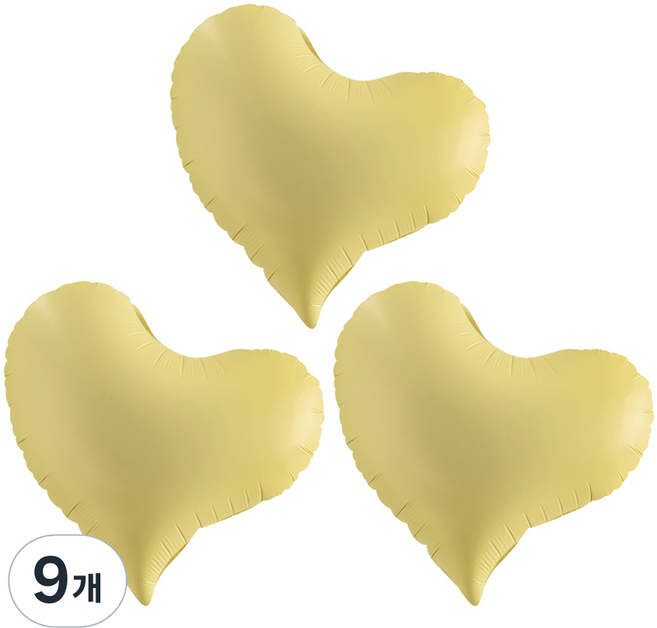 조이파티 삐딱하트 은박풍선 40cm, 옐로우, 9개