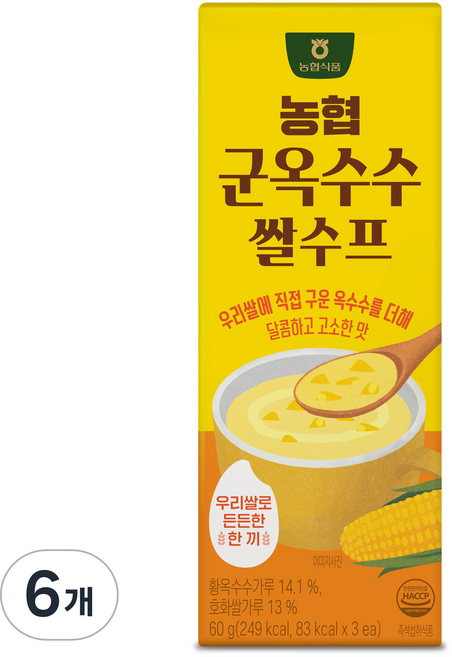 농협식품 군옥수수 쌀스프 3p, 6개, 60g