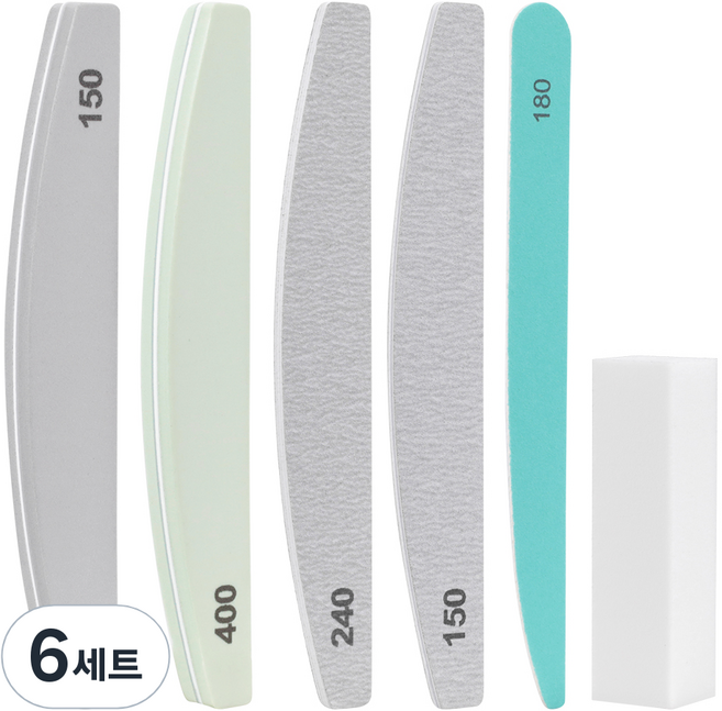 코멧 홈 네일케어 파일 6종 세트, 혼합색상, 6세트