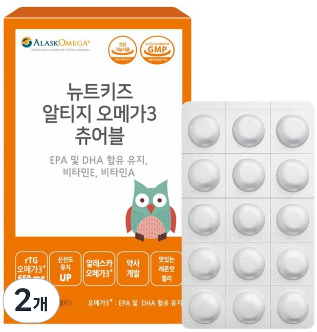 뉴트키즈 알티지 오메가3 츄어블 젤리 30p, 57g, 2개