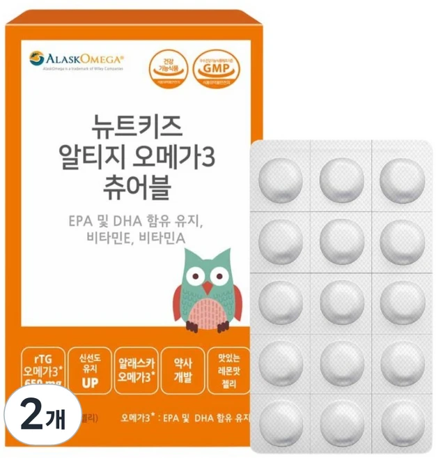 뉴트키즈 알티지 오메가3 츄어블 젤리 30p, 57g, 2개 - 쿠팡