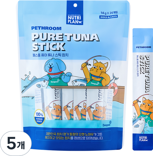 페스룸 퓨어 튜나 스틱 20p, 참치, 280g, 5개