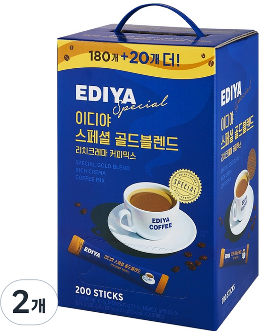 이디야 스페셜 골드블렌드 리치크레마 커피믹스, 11g, 200개입, 2개