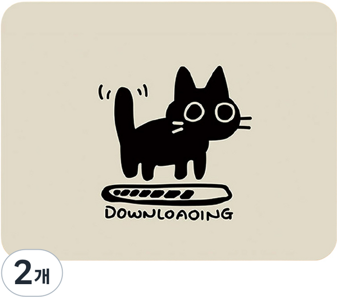 머니풀 귀여운 검은 고양이 작은 마우스 패드, 다운로딩 캣, 2개