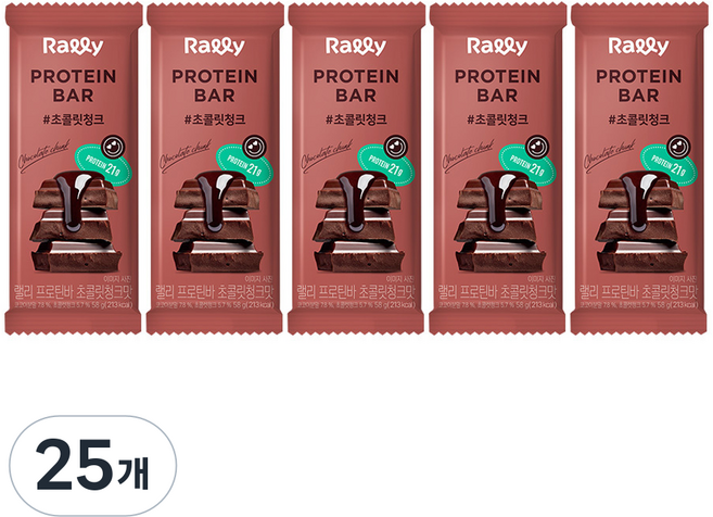 Rally 프로틴바 초콜릿청크맛, 58g, 25개