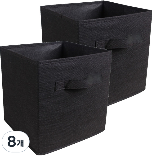 푸르른 접이식 부직포 수납박스, 블랙, 8개