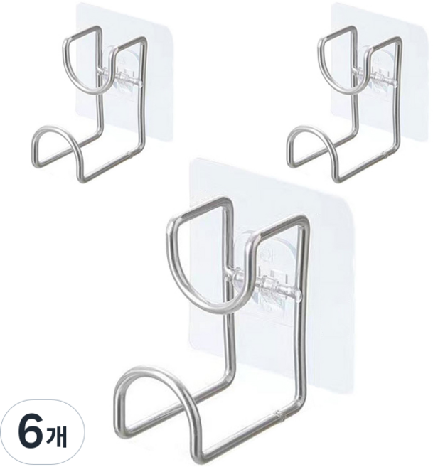 리빙홈디테일 홈 다용도 세면대 접착 걸이, 투명, 6개