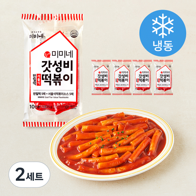 미미네 갓성비 서울식 떡볶이 10인분 판밀떡 280g x 5개입 + 소스 85g x 5개입 세트 (냉동), 2세트