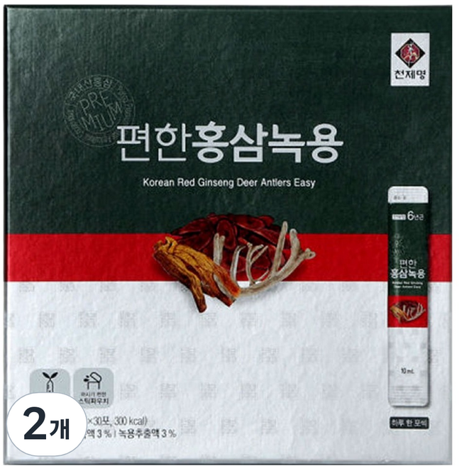 천제명홍삼 편한 홍삼 녹용 30p, 300ml, 2개