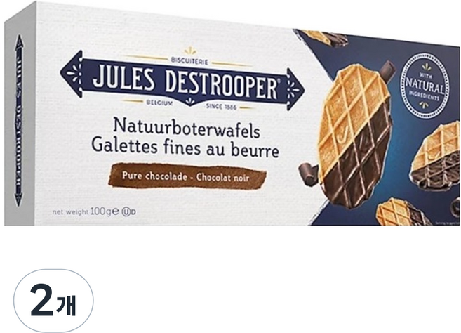 JULES DESTROOPER 茱莉詩 奶油脆片黑比利時巧克力鬆餅, 100g, 2個