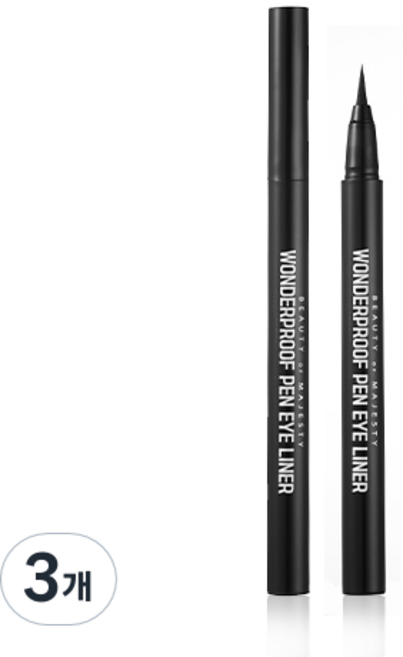 비오엠 원더프루프 펜 아이라이너 0.5g, 원더블랙, 3개