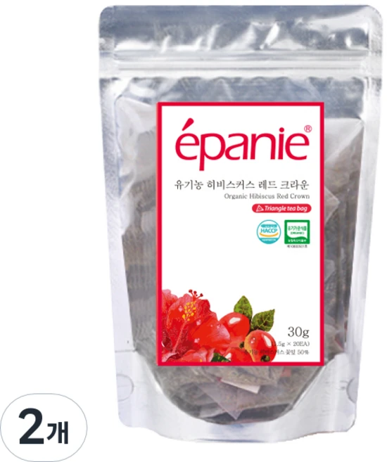 에빠니 유기농 히비스커스 레드크라운 허브차 티백, 1.5g, 20개입, 2개 - 쿠팡