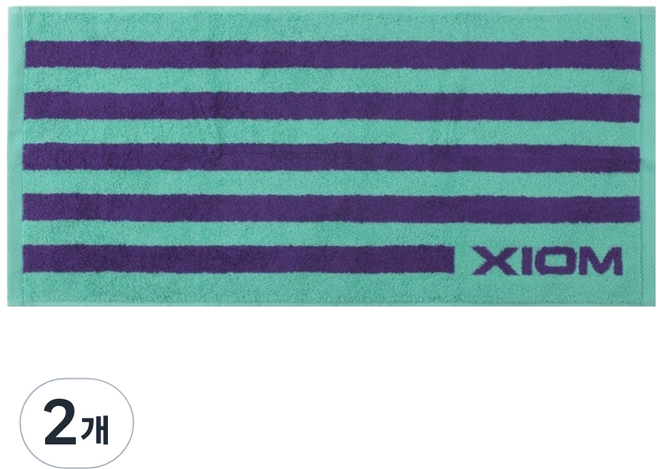 엑시옴 스트라이프 숏 타월 코마사, 민트 + 퍼플, 2개