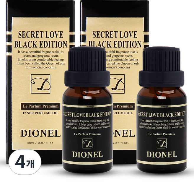 DIONEL Secret Iove女性私密處香氛護理油 黑色款, 15ml, 4瓶
