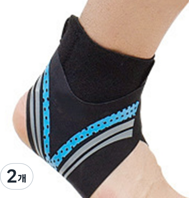 오버코드 소프트 아머 농구 배드민턴 축구 압박 발목 보호대 왼발 BRP3596, 블루, 2개