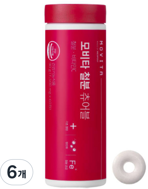 모비타 철분 츄어블 90g, 6개, 60정