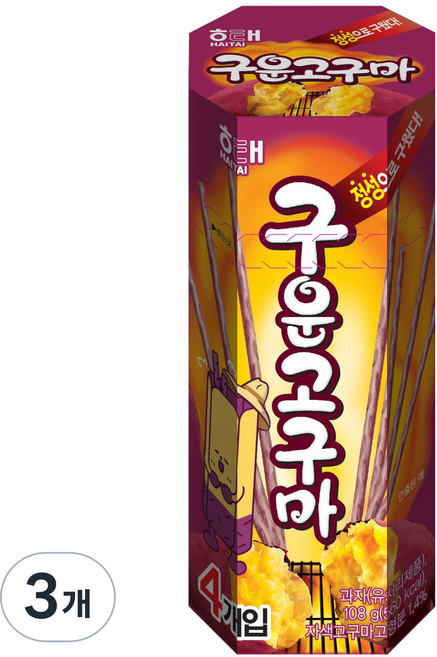 해태제과 구운고구마 4p, 108g, 3개