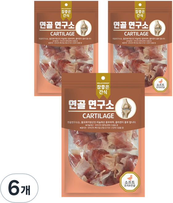 참좋은간식 반려견 소프트타입 연골 건조간식, 오리, 140g, 6개