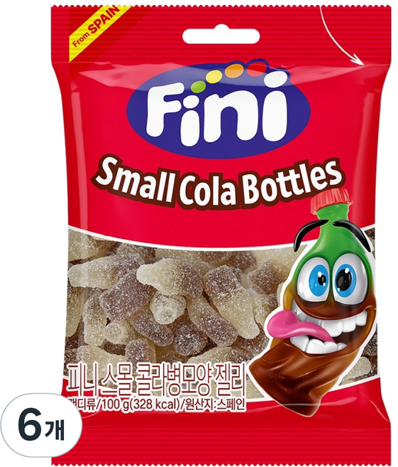 Fini 스몰 콜라병모양 젤리 1개입, 100g, 6개