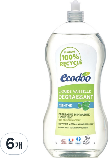 ecodoo 廚房洗潔精 薄荷, 1L, 6個