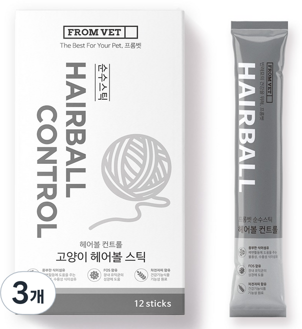 프롬벳 고양이 순수스틱 영양제, 36회분, 헤어볼, 3개