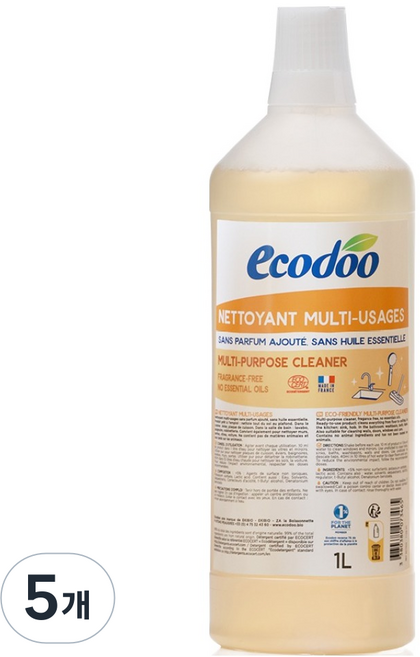 에코두 욕실 청소세제 무향 리필, 5개, 1L