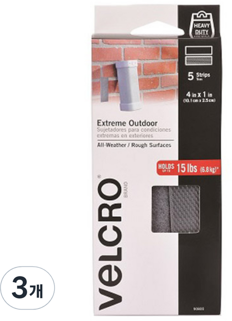 VeLCRO 威扣 強力戶外灰色膠帶 5入, 3個