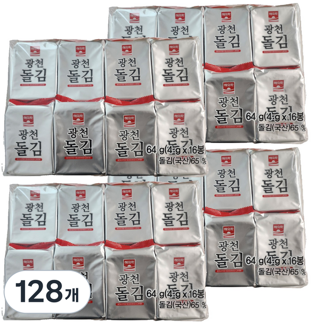 해의락 광천돌김, 128개, 4g