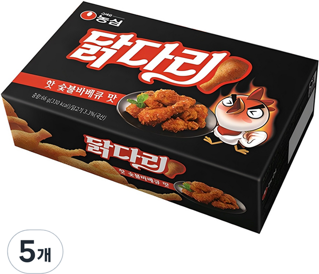 농심닭다리 핫숯불바베큐, 66g, 5개