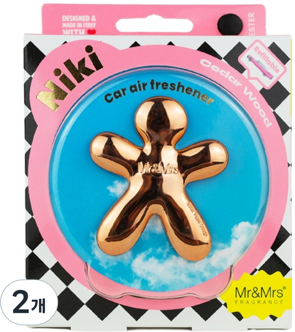 Mr&Mrs FRAGRANCE Niki 經典車用芳香劑, 2個, 雪松木