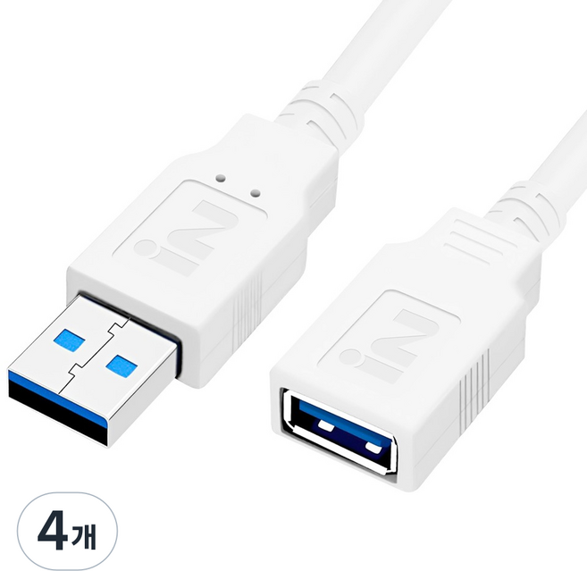 iN NETWORK VW-1 全包覆成型 USB3.0 延長線 白色, 4個, 3m