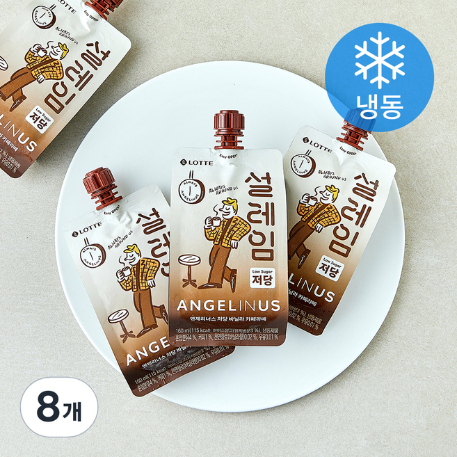 롯데웰푸드 설레임 엔제리너스 저당 바닐라 카페라떼 (냉동), 8개, 1개입, 160ml
