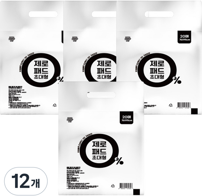 딩동펫 제로 반려동물 배변패드 무향, 20개입, 12개