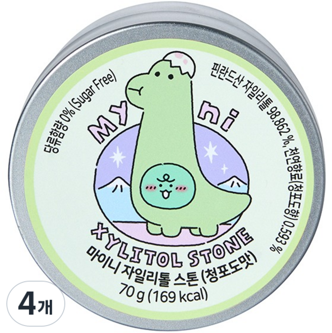 마이니 자일리톨 스톤 청포도맛, 70g, 4개