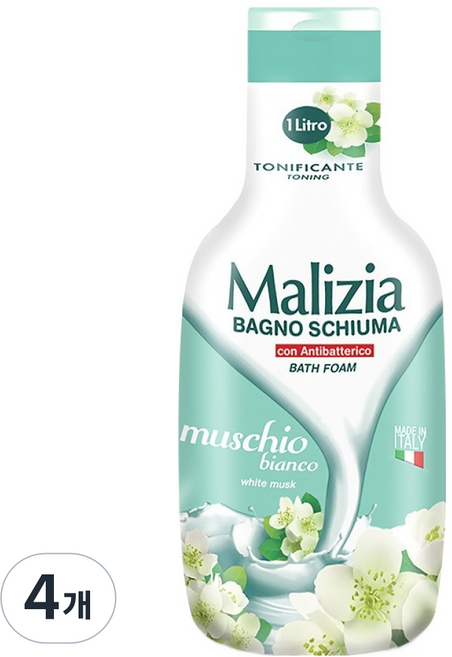 Malizia 瑪莉吉亞 白麝香抗菌沐浴慕斯 白麝香, 4個, 1L