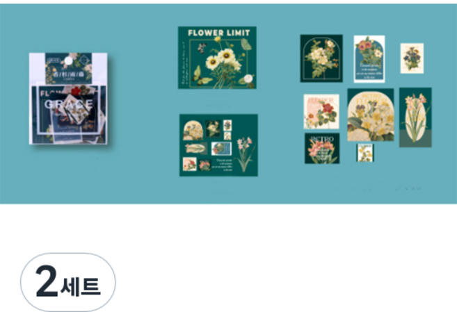 메이징초이스 다꾸 빈티지 다이어리 꾸미기 스티커 E타입, 2세트, E6 블루그린