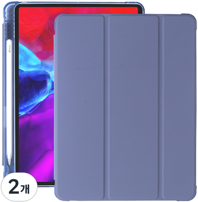구스페리 아이패드 클리어 젤리 스마트 커버 케이스, 라벤더, 2개