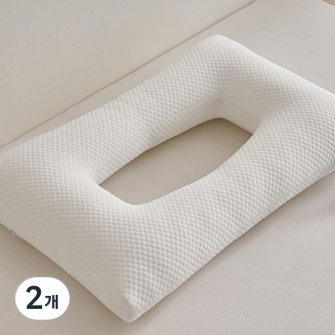 Ez2mk A210 피어싱 귀보호 귀눌림방지 구멍 베개, 심플화이트, 2개