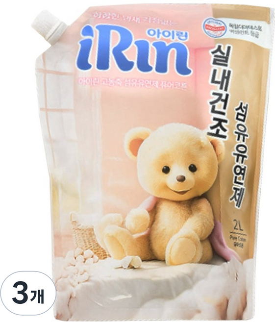 아이린 퓨어코튼 유연제 리필, 3개, 2L