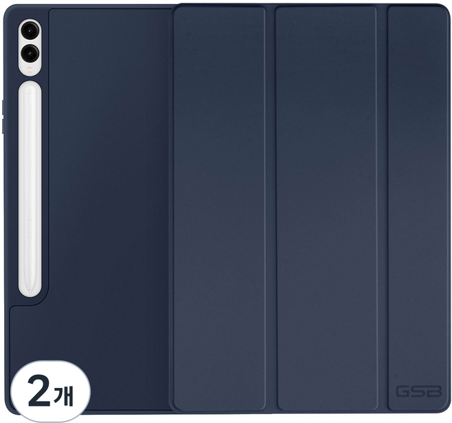 지에스비케이스 S펜 수납 파스텔 스마트 커버 테블릿 케이스, 네이비 블루, 2개