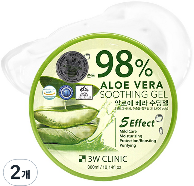 3W클리닉 알로에 베라 수딩젤, 2개, 300ml