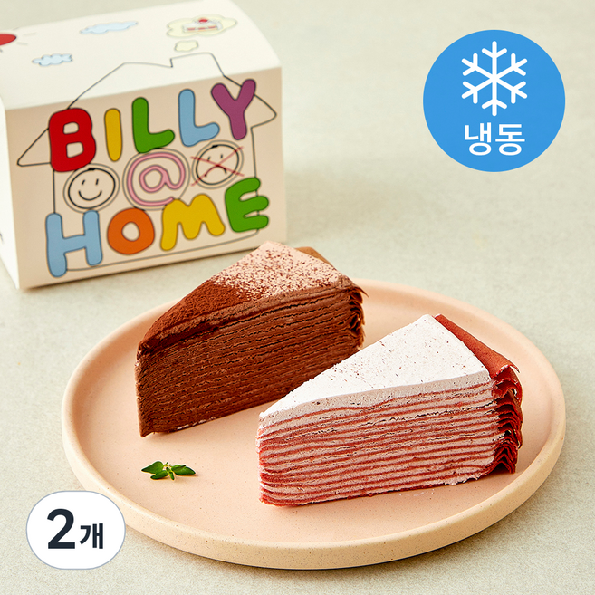 빌리엔젤 초코&딸기 크레이프 조각케이크(냉동), 110g, 2개